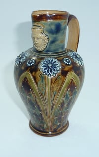 Image 2 of Doulton Lambeth Mask Spout Ewer/Vase
