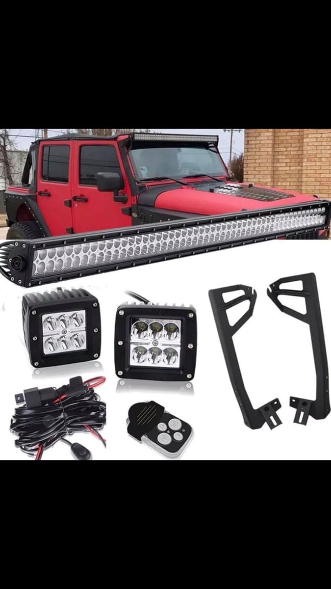 Jeep JKJKU 3 light led light bar and pod kit WellLitLed
