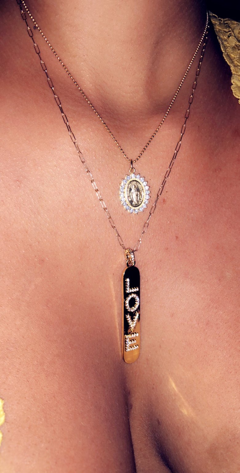 Image of Vertical Diamond Love Necklace