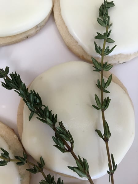 Image of Lemon Thyme Shortbread Cookies with a Lemon Glaze - (2 DOZEN)