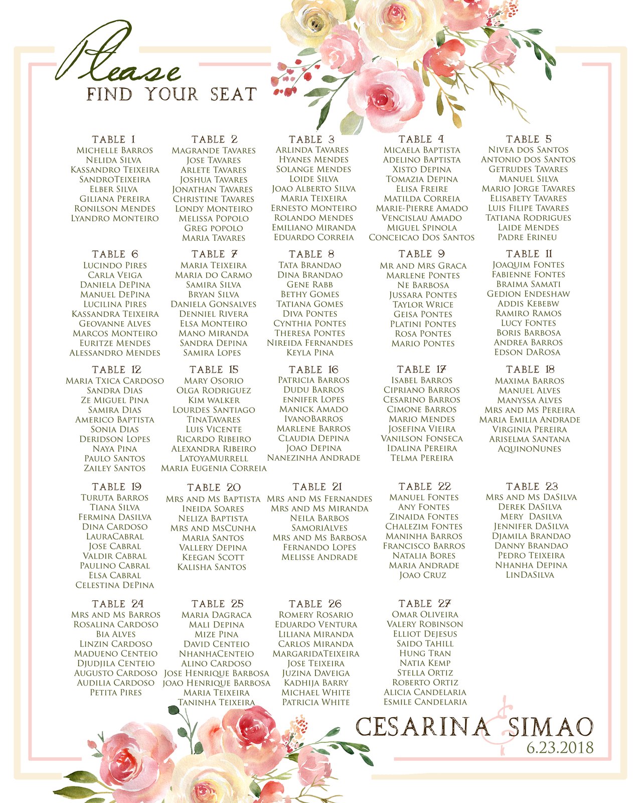 Ceremony Seating Chart