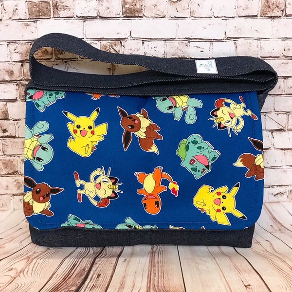 Image of Denim Messenger Bag - Pokémon