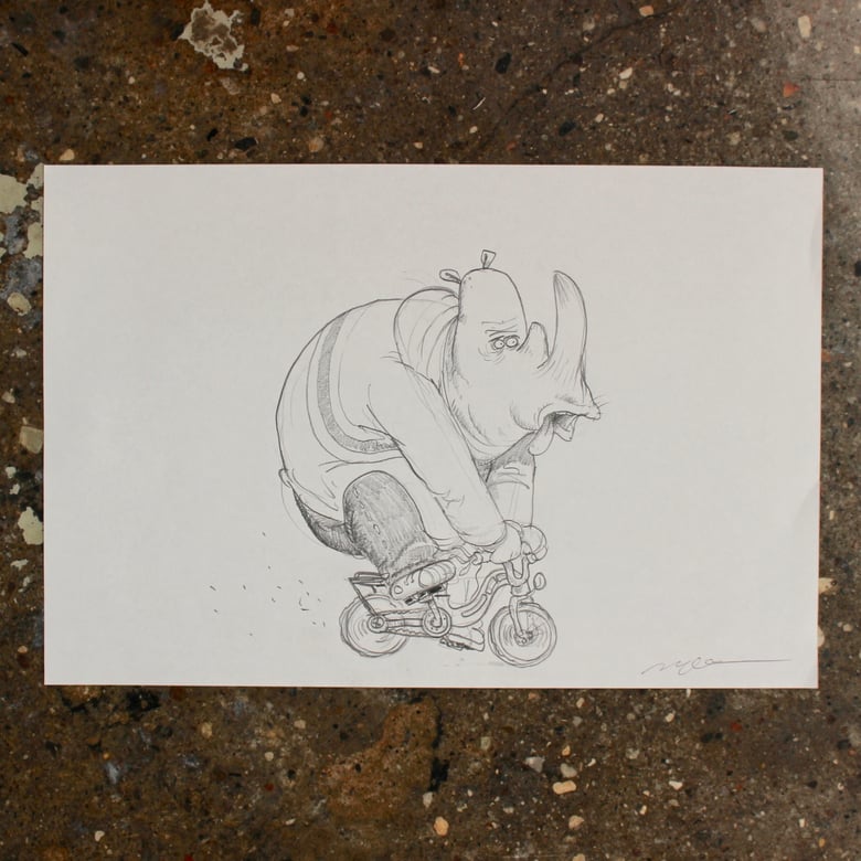 Image of Rhino on a bicycle
