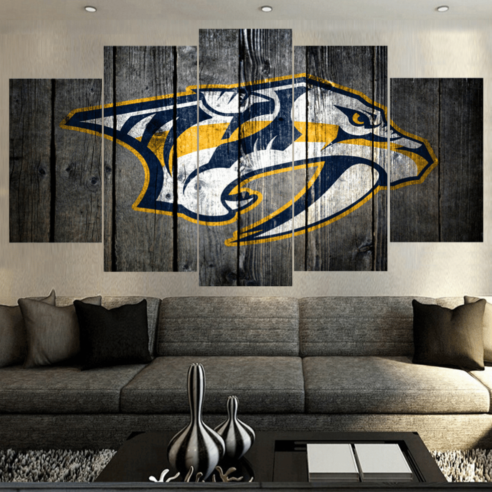 5 Pieces Sport Nashville Predator Logo Paintings Home Decor Canvas