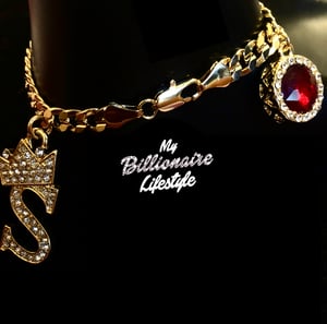 Image of Crown Letter C link charm bracelet