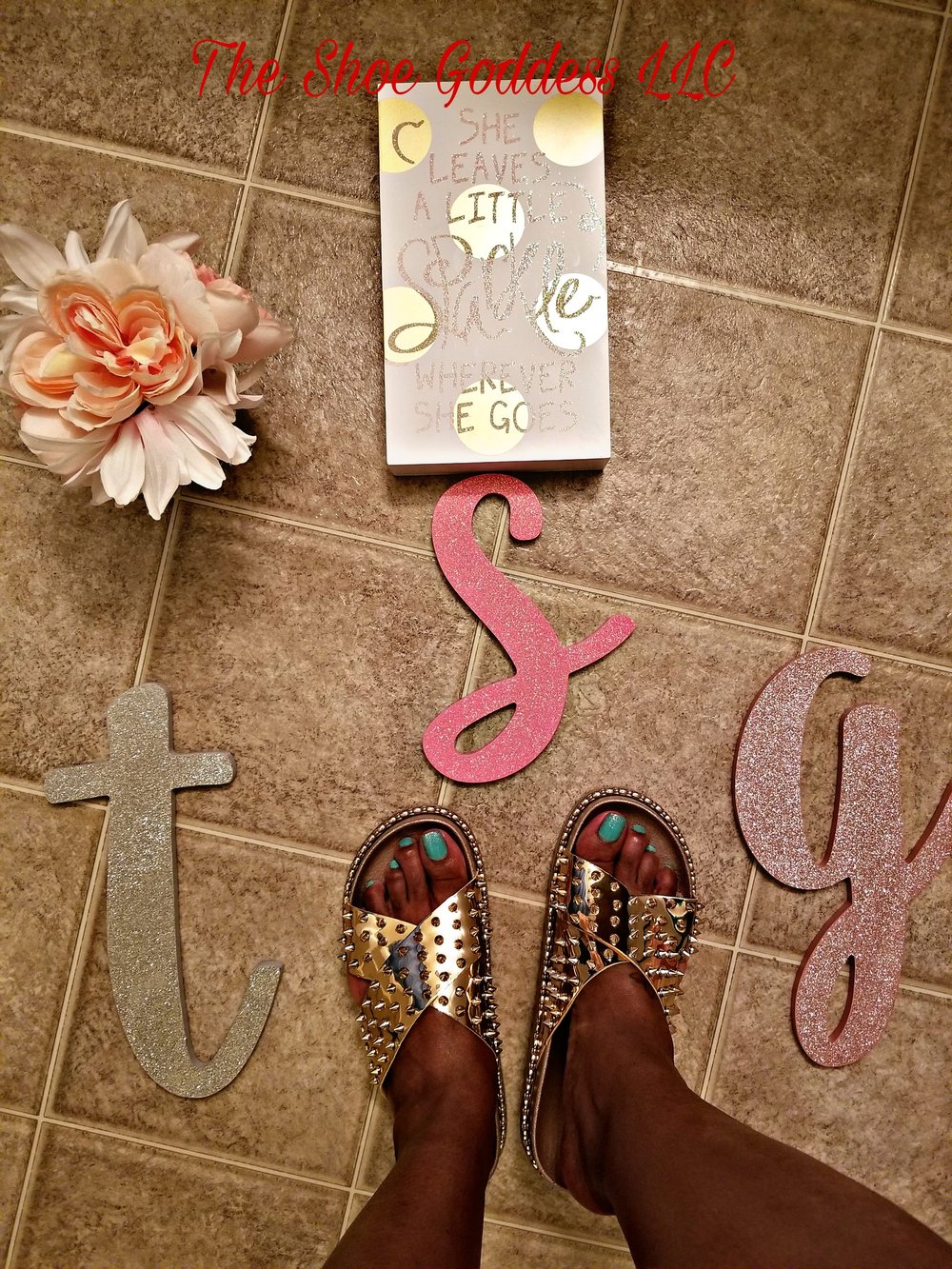 "Skylar" Rose Gold studded slides 