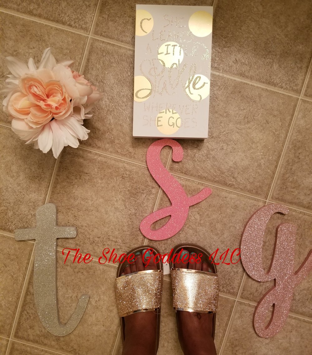 "Paula" Gold Rhinestone slides