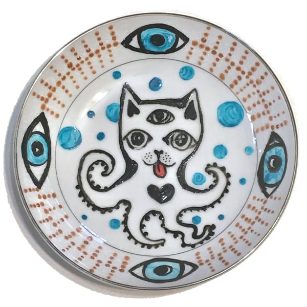 Image of  Clarity CatoPuss - Hand Painted Vintage plate