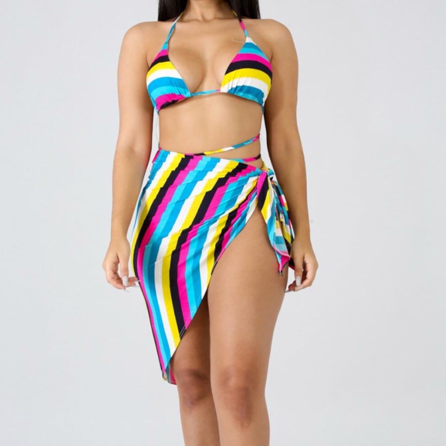 Image of Elise stripe bikini set 