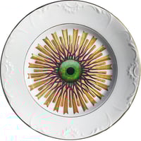 Image 1 of Medusa Burst - Green Eye - Vintage Spanish Ceramic Plate - #0617