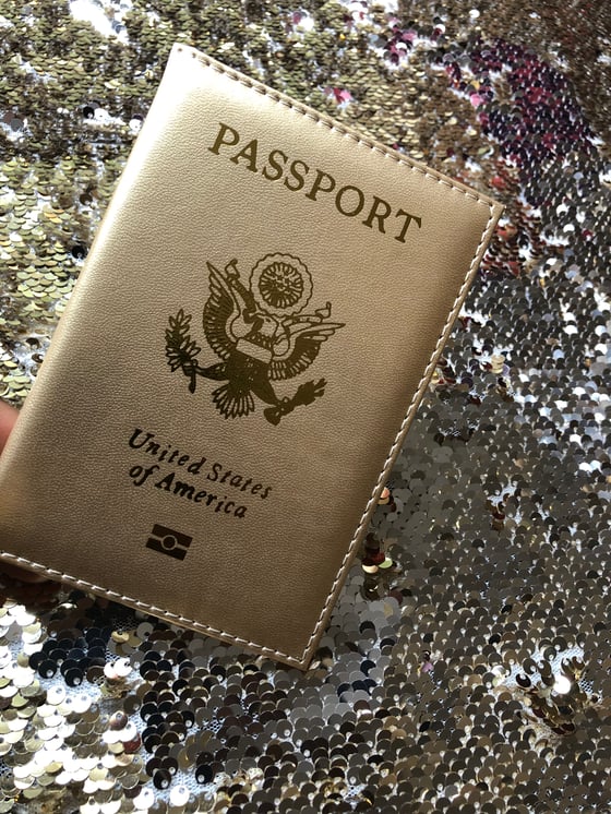 Image of *GLAM GLOBETROTTER* GOLD PASSPORT COVER