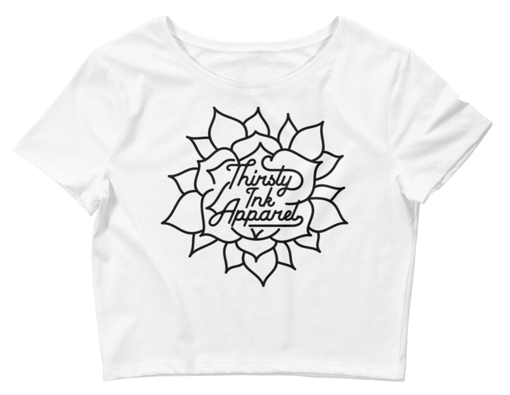 Image of Thirsty Ink Flower Crop Top White