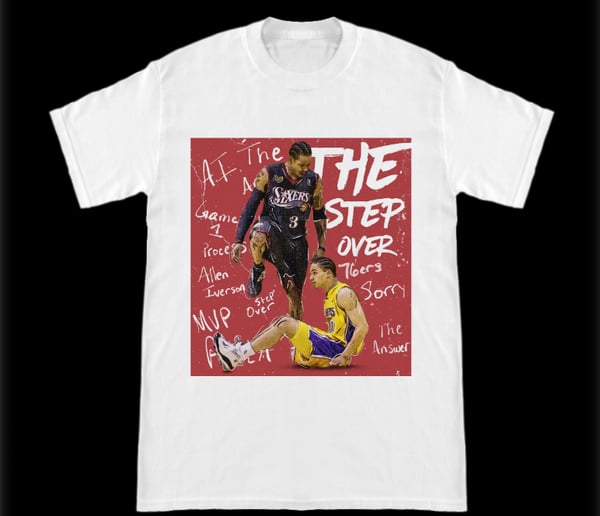 Image of "The Step Over" Allen Iverson Stepping Over Tyronn Lue T-Shirt