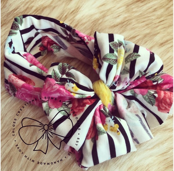 Image of Black and White Stripes W/Floral
