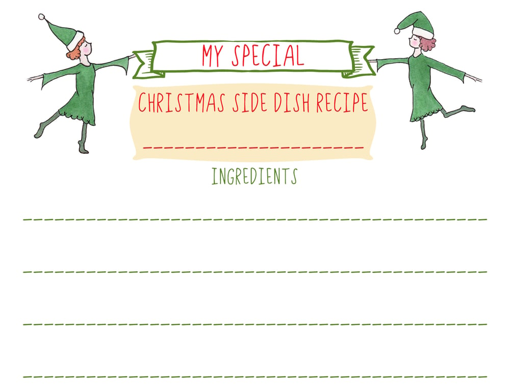 Image of christmas recipe greeting & sharing card set