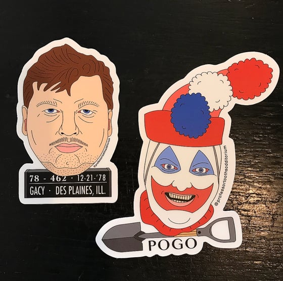 Image of Die Cut John Wayne Gacy & Pogo The Clown Vinyl Stickers