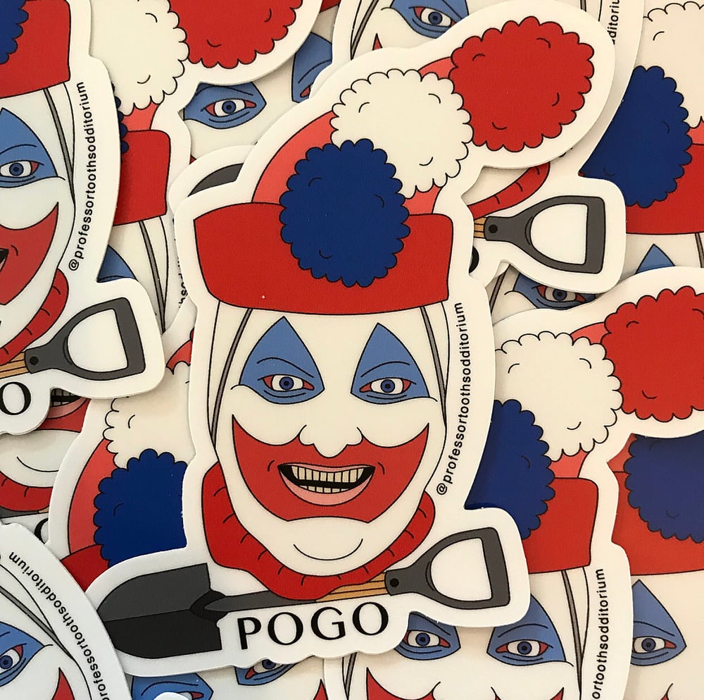 Die Cut John Wayne Gacy Pogo The Clown Vinyl Stickers Professor Tooth S Odditorium