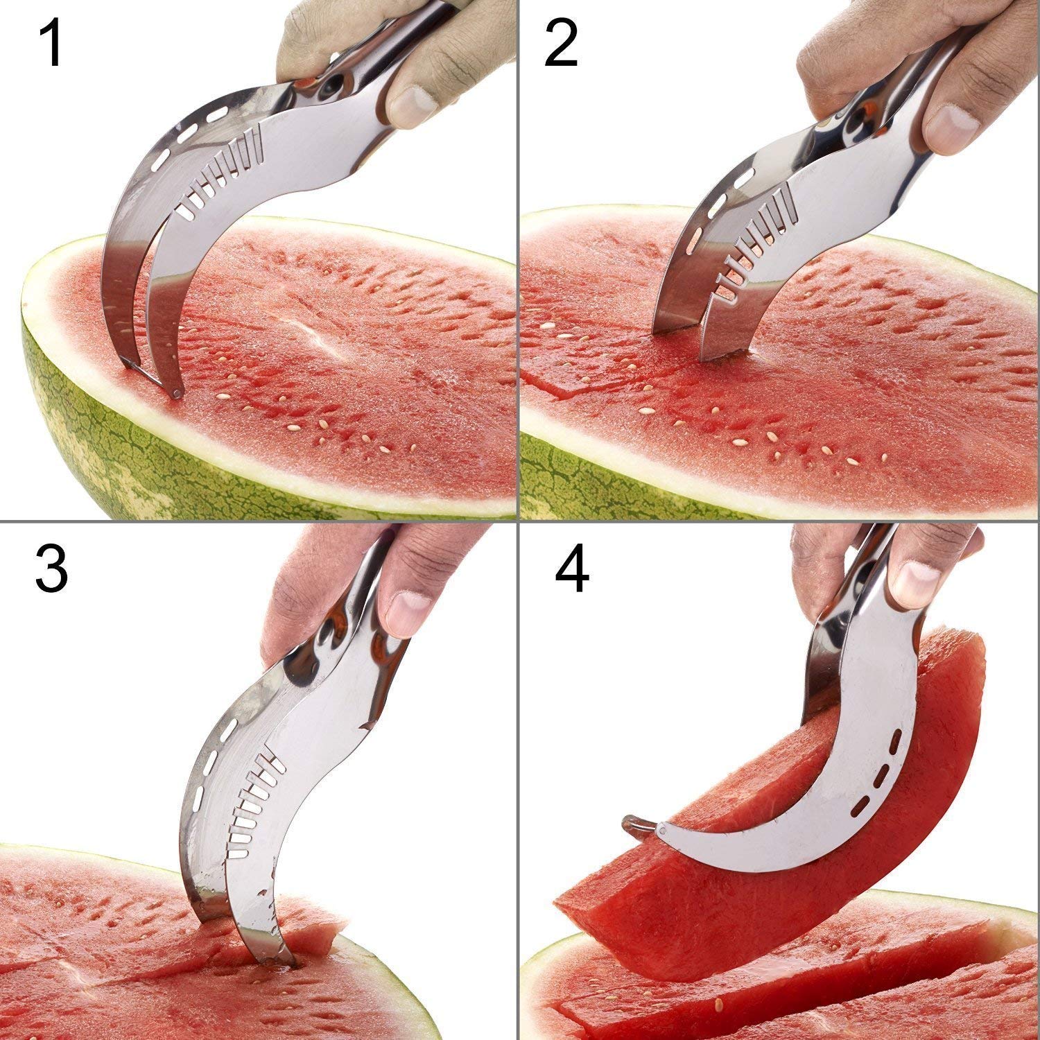 Image of "The Expert Melon Handler" Stainless Steel Fruit Slicer Multi-Tool