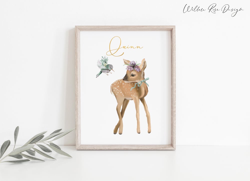 Image of WILDFLOWER FAWN FOIL ART PRINT