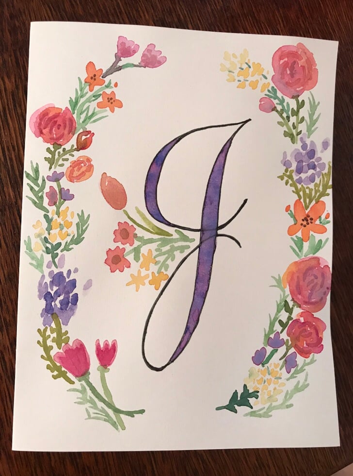 Image of Watercolor Card with Monogram Initial