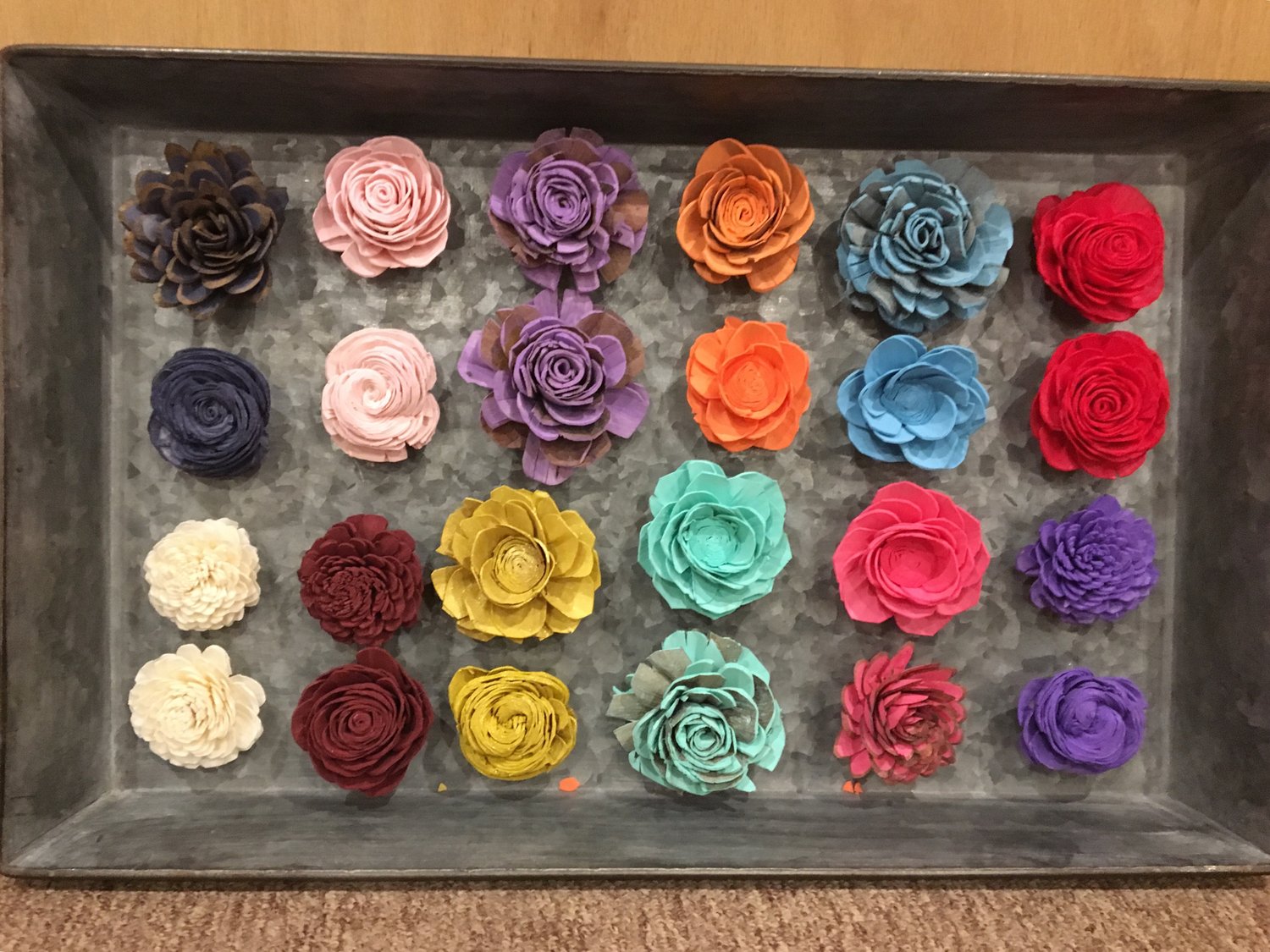 Image of Wood flower magnets