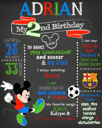 Image 1 of Soccer Mickey Birthday Chalkboard & Stickers