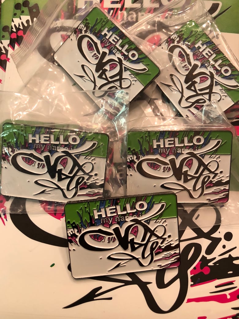 Image of Hello my name is pins
