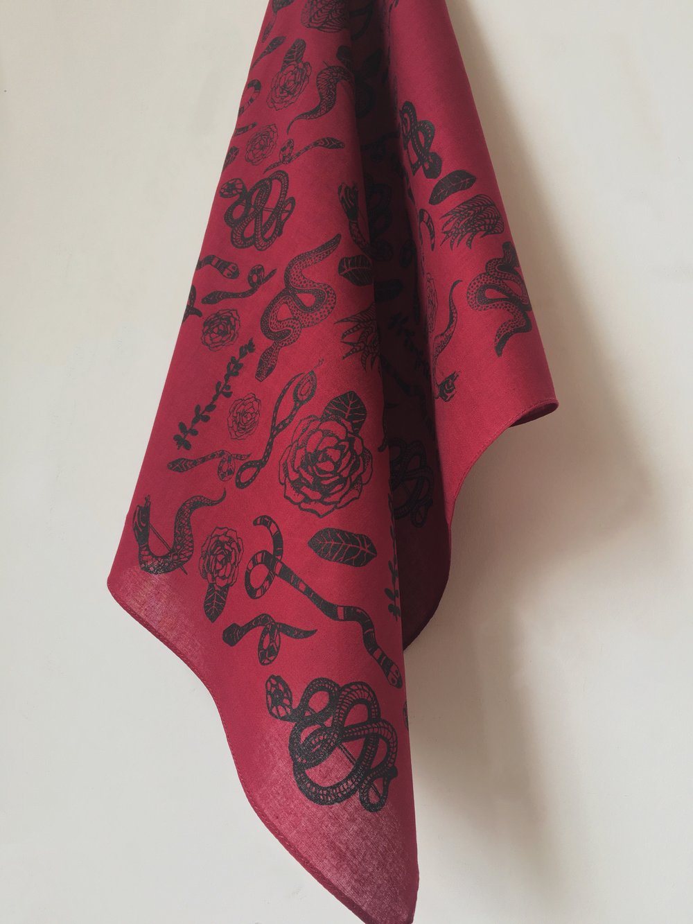 Snake Print Bandana in Burgundy and Black