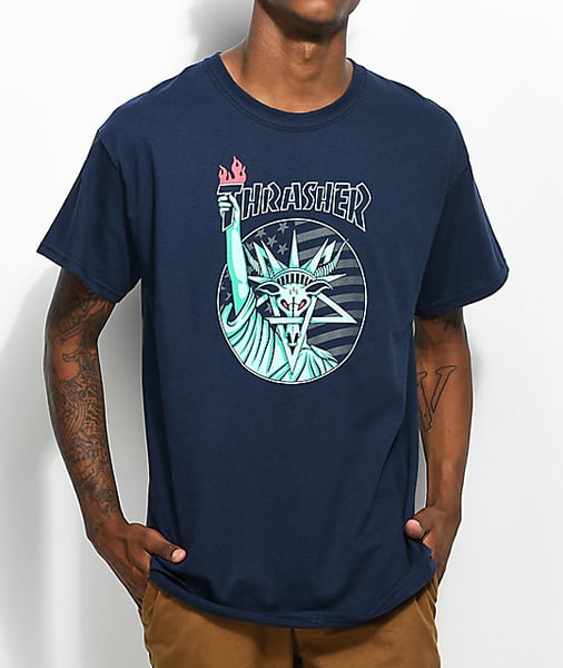 Image of Thrasher Liberty Goat Navy T-Shirt