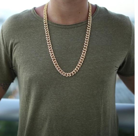 Image of Diamond Cuban Link Necklace (10mm) in Yellow Gold