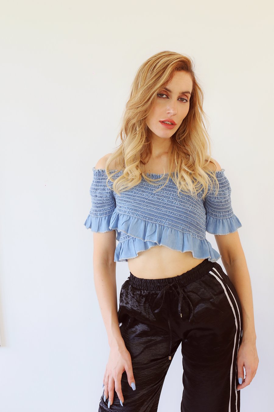 Image of what i wanna cotton ruched crop top by TLO