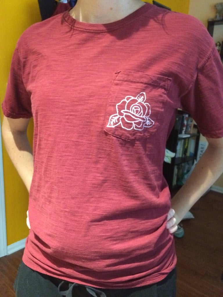 Image of Red Rose Front Pocket Tee