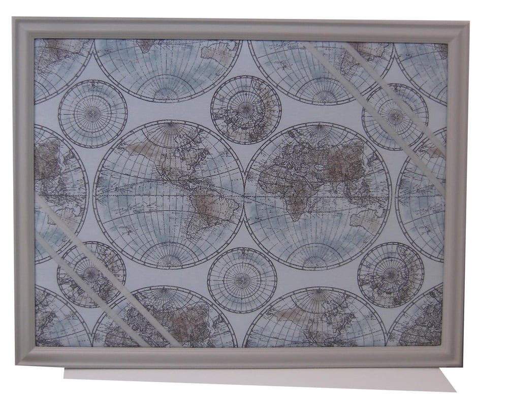 Image of  Framed World Globe Fabric Memo/Pin Boards