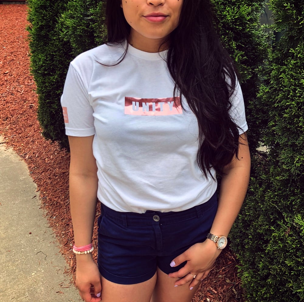 Image of UNITY TEE (WHITE/ROSE GOLD)