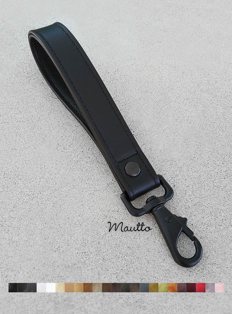 Image of Heavy-duty Leather Wrist Strap - 1" Wide - Choice of Leather Color and Swiveling Clip Style #6