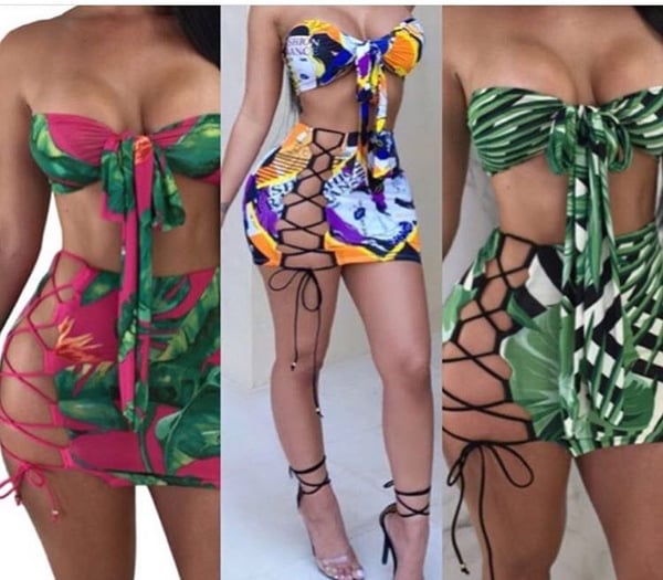 Image of Tropical two piece tie skirts