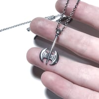 Image 3 of Mini Labrys necklace in sterling silver or gold (LGBTQ+ fundraiser)