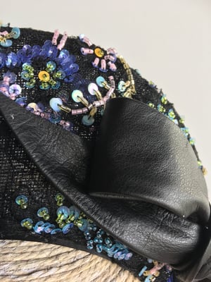 Image of Beaded halo w leather bow