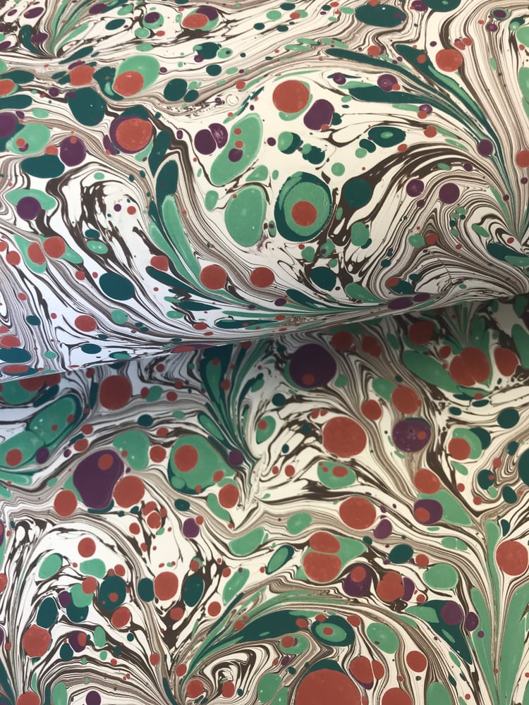 Image of Marbled Paper #13 'Floral Botanical' Marbled Paper