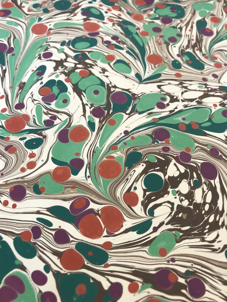 Image of Marbled Paper #13 'Floral Botanical' Marbled Paper