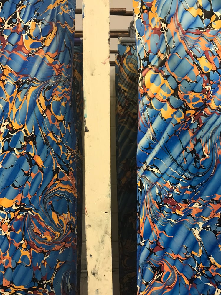 Image of Marbled Paper #40 'Bright blue Spanish Ripple'