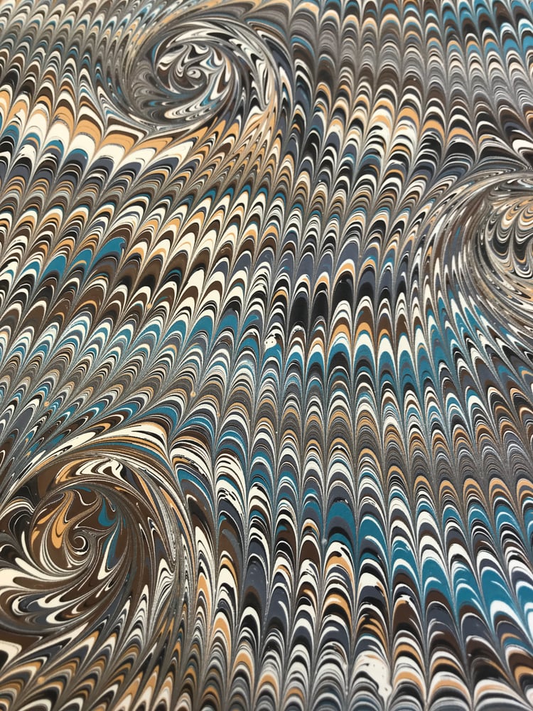 Image of Marbled Paper #10 'Curl on Nonpareil' Marbled Paper