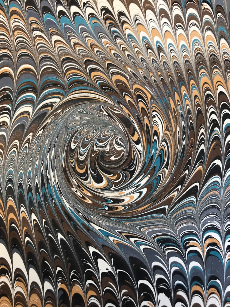Image of Marbled Paper #10 'Curl on Nonpareil' Marbled Paper