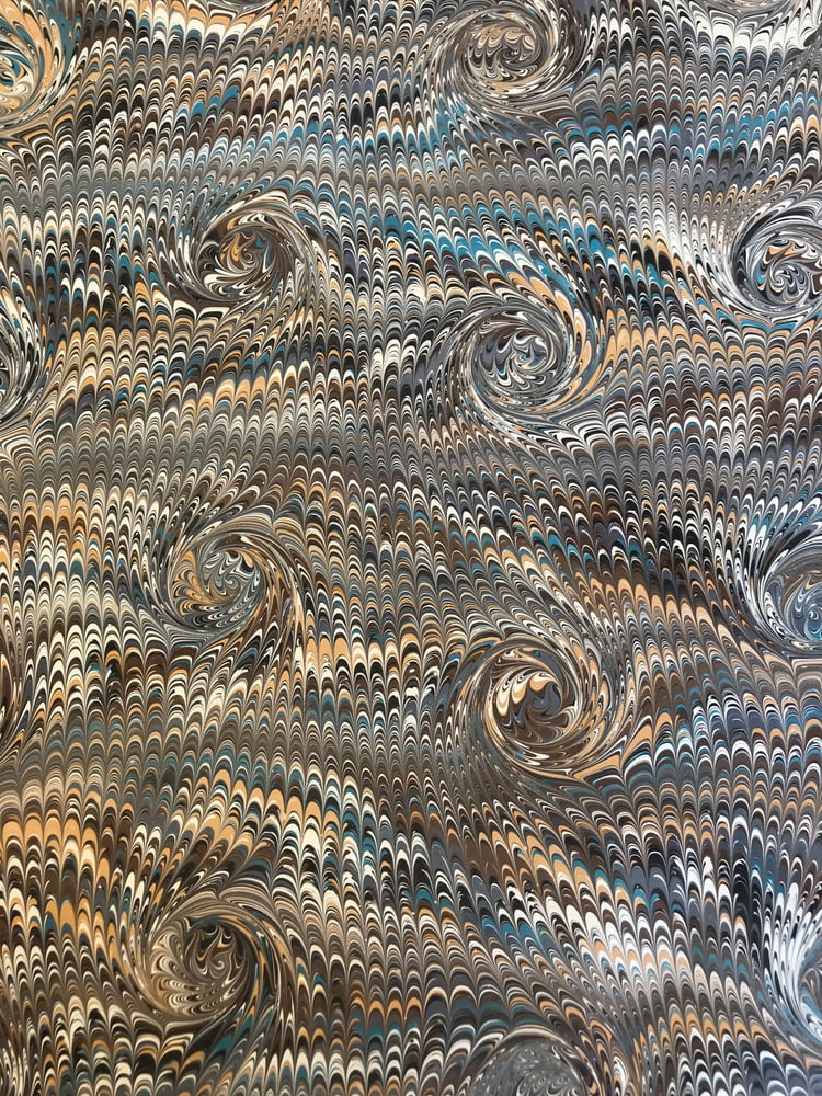 Image of Marbled Paper #10 'Curl on Nonpareil' Marbled Paper