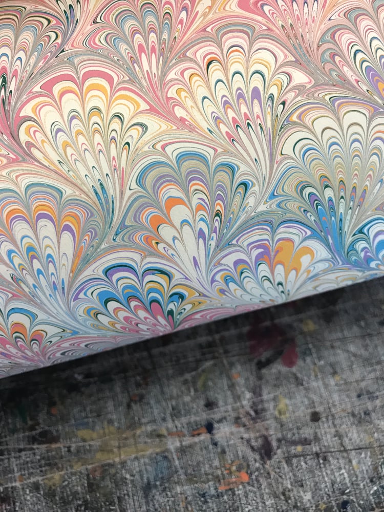 Image of Marbled Paper #42 'Pastel Peacock' design