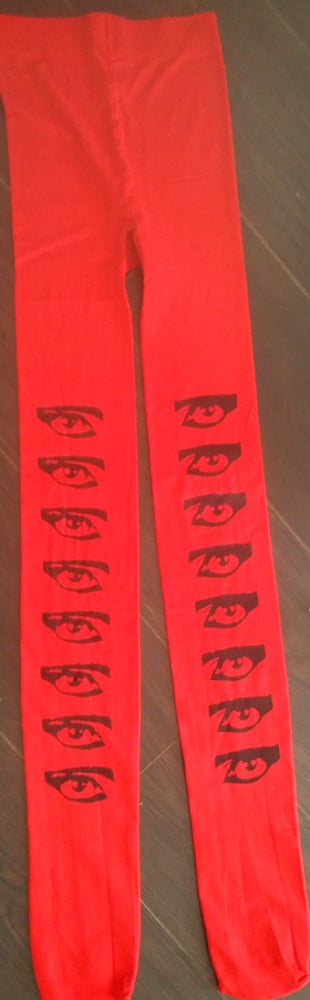 Image of Siouxsie Eyes hand printed tights by gothmommy OSFA