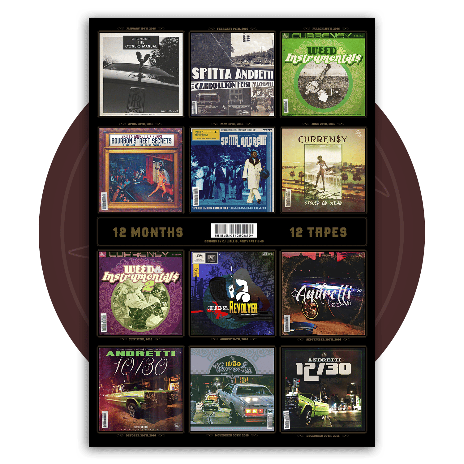 Image of "12 MONTHS, 12 TAPES" - BIRDSEYEVIEW PRINT SERIES