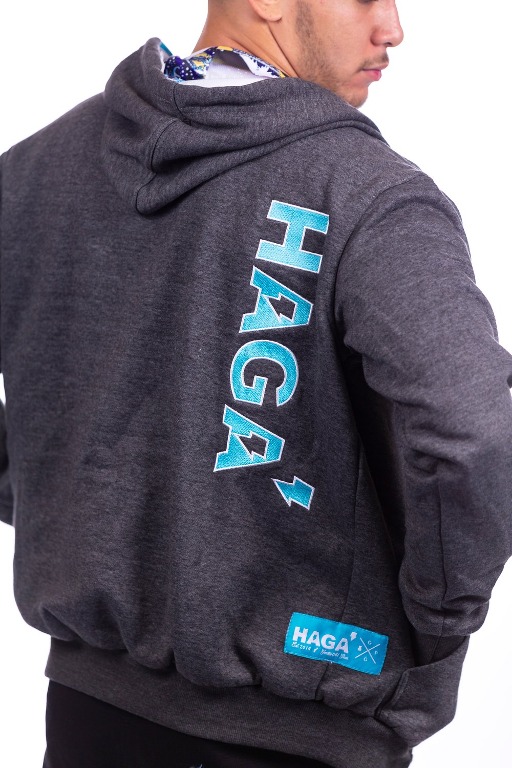 Image of Haga' "Great Wave" Charcoal Hoodie (ADULT)