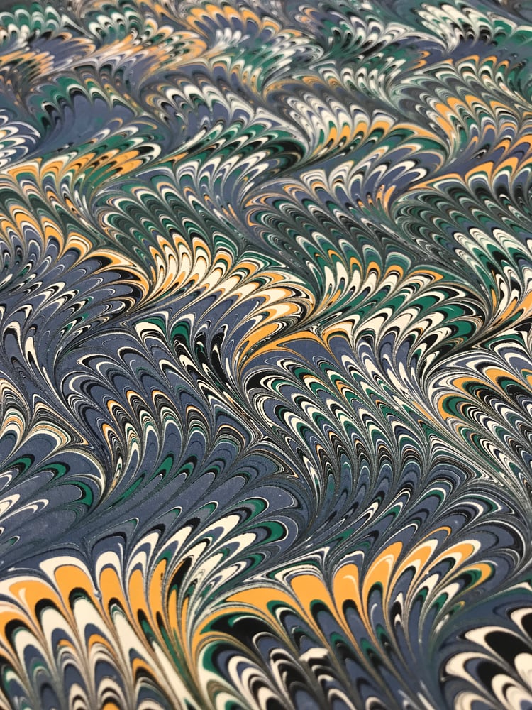Image of Marbled Paper #1 Blue 'Wave' design Marbled Paper