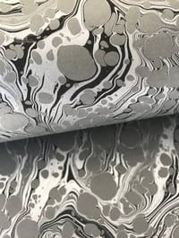 Image 1 of Marbled Paper #89 'Black & Silver vein on Grey' 